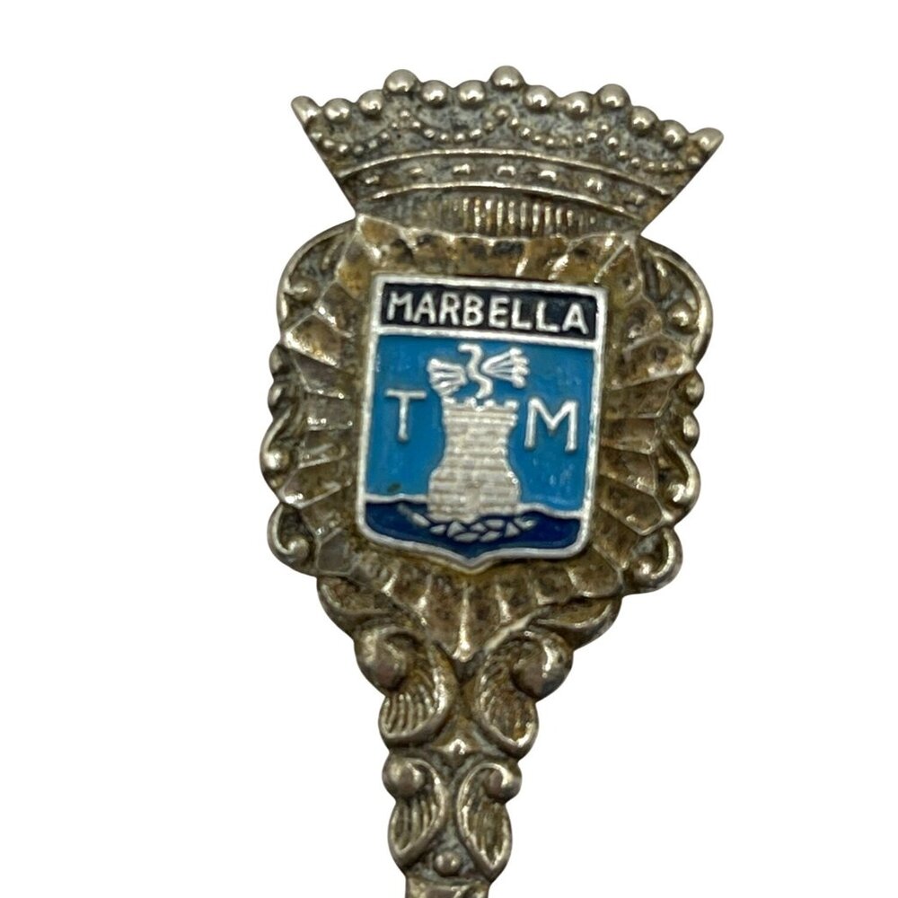 Vintage Marbella Souvenir Collector Spoon With Enamel Coat Of Arms Design B70